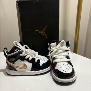 Jordan Kids' Sneakers in Black, White, and Gold